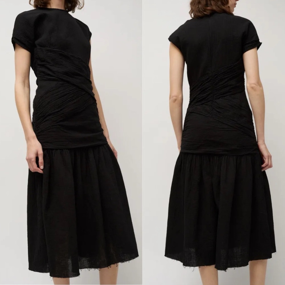 Atelier Delphine NWT Black Crinkle Cotton Blakeley Dress - Large